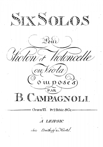 Campagnoli - 6 Sonatas for Violin and Cello, Op. 6 - Score