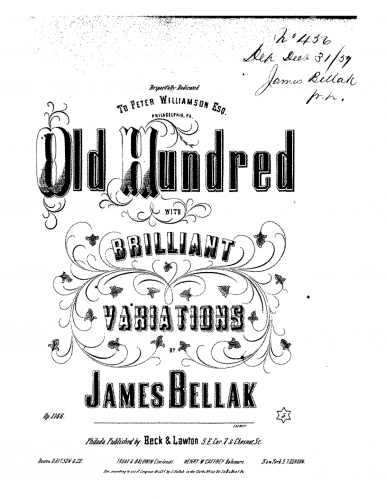 Bellak - Old Hundred, with Brilliant Variations - Score