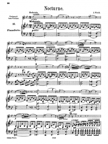 Field - 18 Nocturnes - Nocturne No. 5 For Violin and Piano (Hermann) - Piano score and Violin part