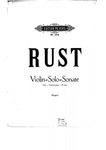 Rust - Sonata No. 2 for Violin Solo - Score