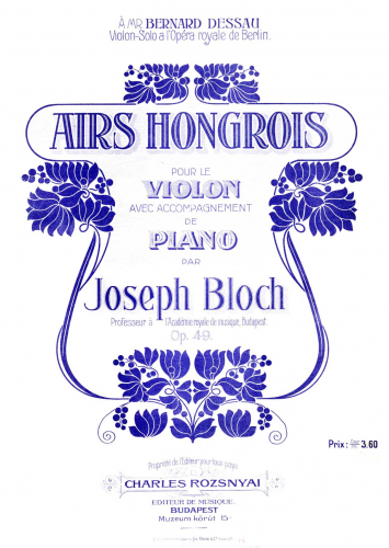 Bloch - Airs hongrois - Scores and Parts - Score
