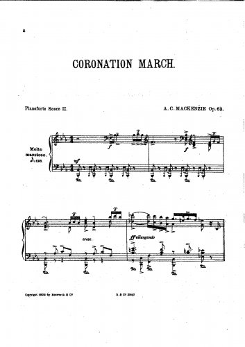 Mackenzie - Coronation March - For Piano Solo (Hawley) - Score