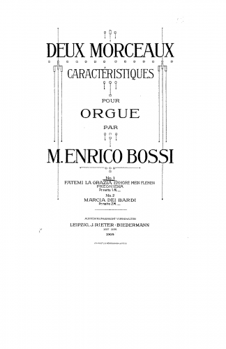 Bossi - Deux morceaux caractéristiques pour orgue - Score