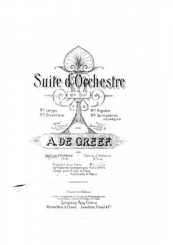 Greef - Suite d'orchestre - Score