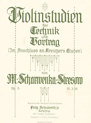 Scharwenka-Stresow - Violinstudien für Technik und Vortrag, Op. 6 - score
