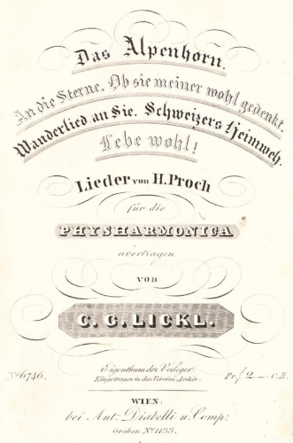 Proch - Ob sie meiner wohl gedenkt, Op. 22 - For Physharmonica or Piano (Lickl) - Score