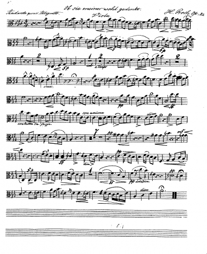 Proch - Ob sie meiner wohl gedenkt, Op. 22 - For Viola and Piano (Nitschmann) - Viola part