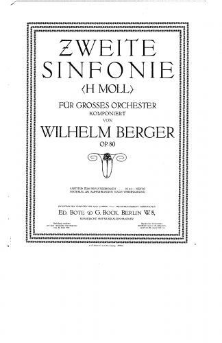 Berger - Symphony No. 2 - Score