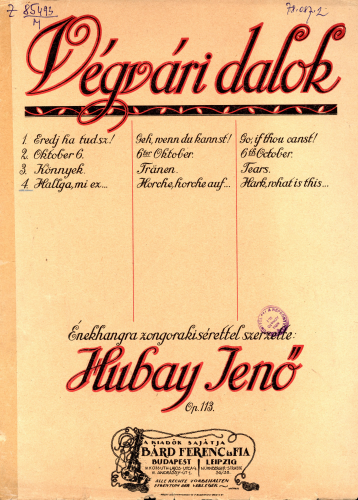 Hubay - 4 Hungarian songs with clarinet - 4. Hallga mi ex - piano score