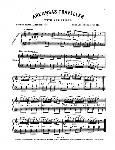 Grobe - Variations on Arkansas Traveller - Score