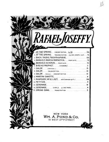 Joseffy - An der Quelle - Piano Score - Score