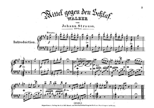 Strauss Sr. - Mittel gegen den Schlaf, Op. 65 - Score