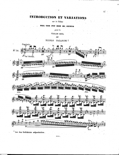 Paganini - Nel cor più non mi sento - Scores and Parts - Score