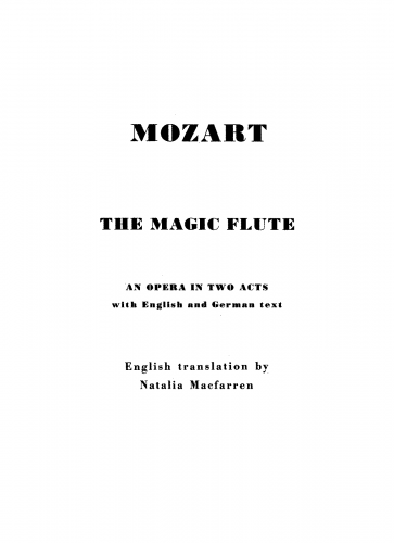 Mozart - Die Zauberflöte - Vocal Score - Score