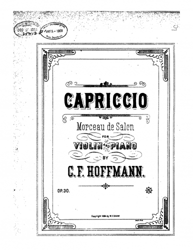 Hoffmann - Capriccio - Score