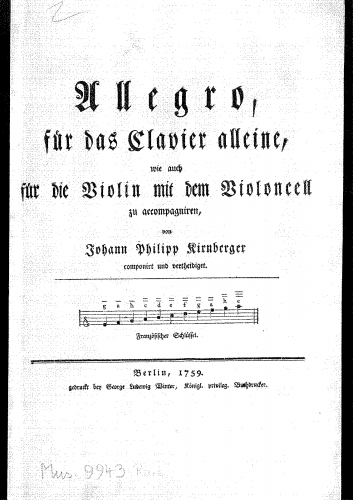 Kirnberger - Allegro in D major - Score
