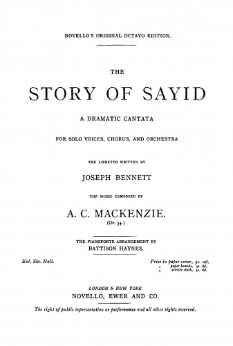 Mackenzie - The Story of Sayid - Vocal Score - Score