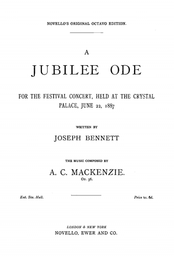 Mackenzie - A Jubilee Ode - Vocal Score - Score