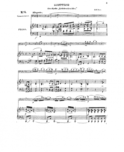 Krebs - Liebchen über Alles, Op. 69 - For Cello and Piano (Dotzauer) - Piano score