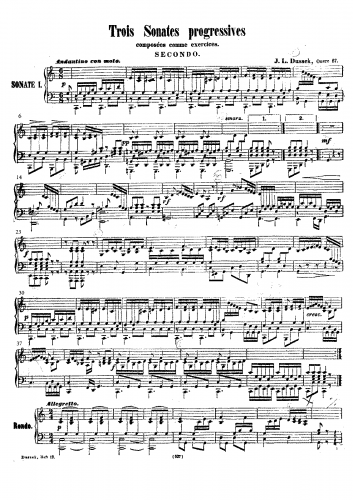 Dussek - Trois Sonates progressives - Piano Duet Scores - Score
