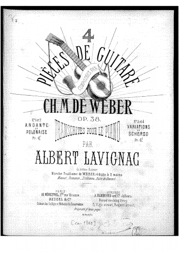 Weber - Divertimento - For Piano solo (Lavignac) - 1. Andante et 4. Polonaise