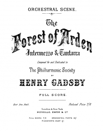 Gadsby - The Forest of Arden - Score