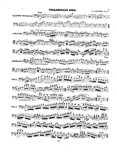 Kummer - Divertissements pour les Amateurs - Solo cello part