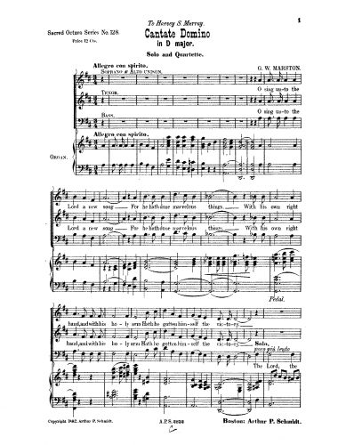 Marston - Cantate Domino - Score