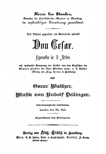 Dellinger - Don Cesar - Librettos - Complete Book