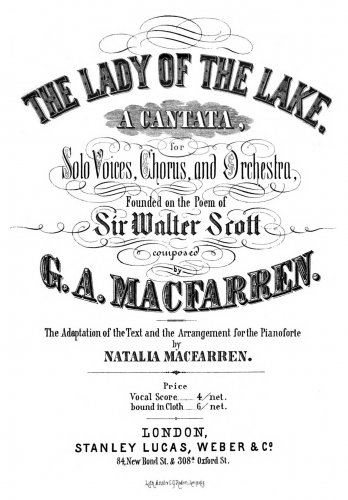 Macfarren - The Lady of the Lake - Vocal Score - Score
