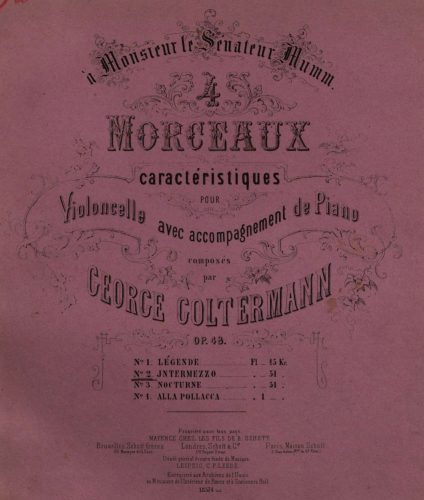 Goltermann - 4 Morceaux Caractéristiques - Scores and Parts - 2. Intermezzo