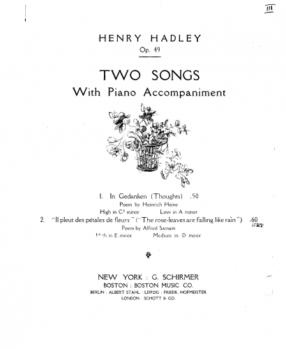 Hadley - 2 Songs, Op. 49 - Score