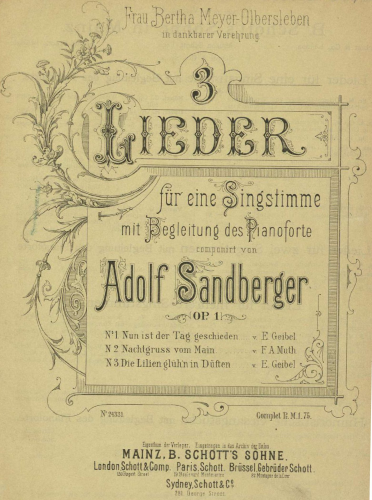 Sandberger - 3 Lieder - piano score