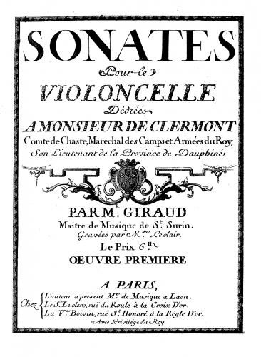 Giraud - 6 Cello Sonatas, Op. 15 - Score