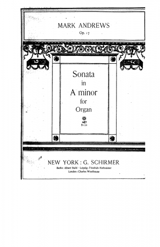 Andrews - Sonata in A minor for Organ - Score