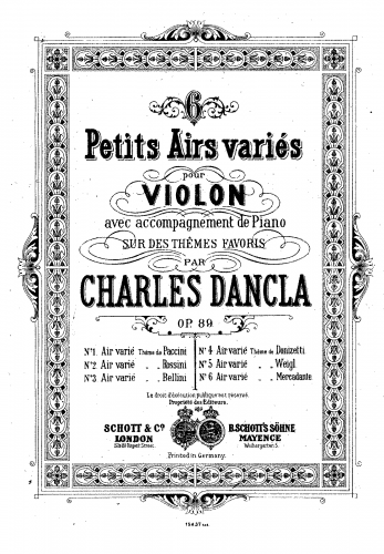 Dancla - 6 Airs Variés, Series I - Score