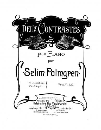 Palmgren - Deux contrastes - Score