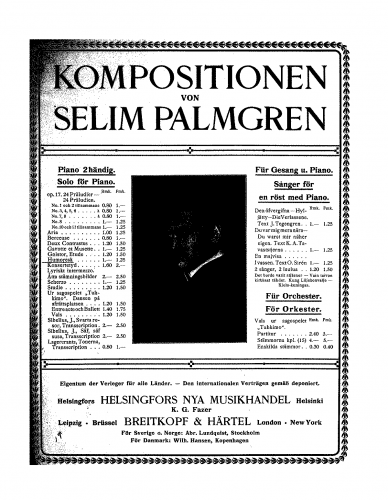 Palmgren - Humoresk - Score