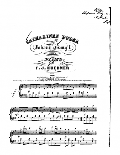 Gungl - Catharinen-Polka - For Piano Solo (Hübner) - Score