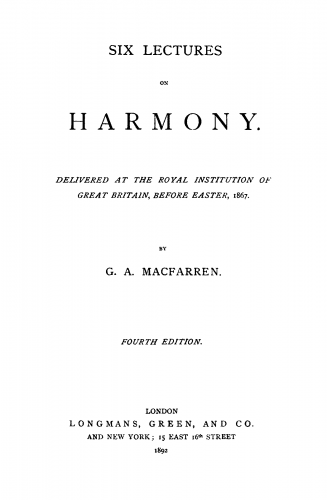 Macfarren - 6 Lectures on Harmony - Books - Complete Book