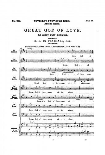 Pearsall - Great God of Love. An Eight-Part Madrigal. - Score