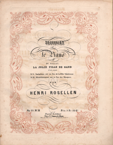 Rosellen - Souvenirs du ballet 'La jolie fille de Gand' d'Adolphe Adam - Score