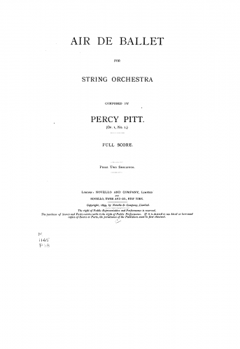 Pitt - Bagatelles, Op. 1 - For String Orchestra - 1. Air de ballet