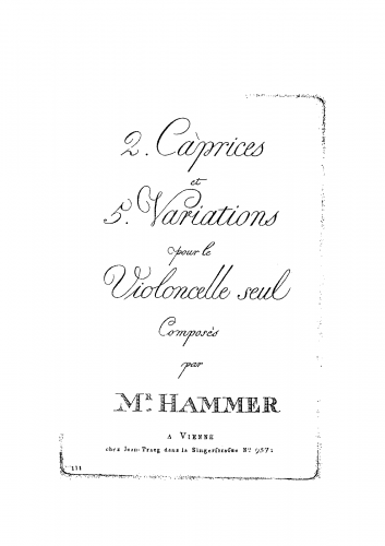Hammer - 2 Caprices and 5 Variations - Cello Score