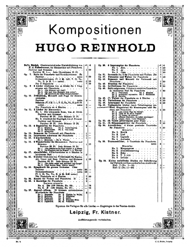 Reinhold - 5 Toskanische Lieder - Score