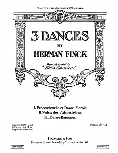 Finck - 3 Dances for Piano - Score