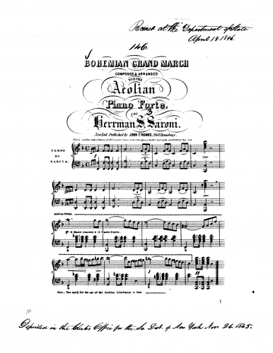 Saroni - Bohemian Grand March - Piano Score - Score