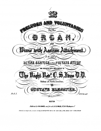 Blessner - 12 Preludes and Voluntaries, Book 1 - Organ Scores - Score