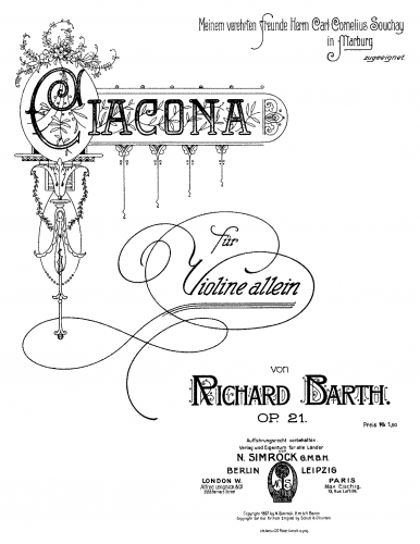 Barth - Ciacona for Violin solo - Score