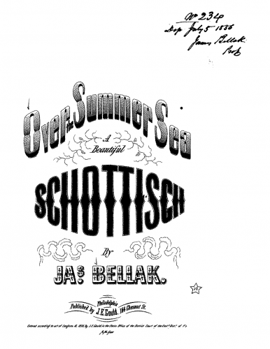 Bellak - Over the Summer Sea - Piano Score - Score